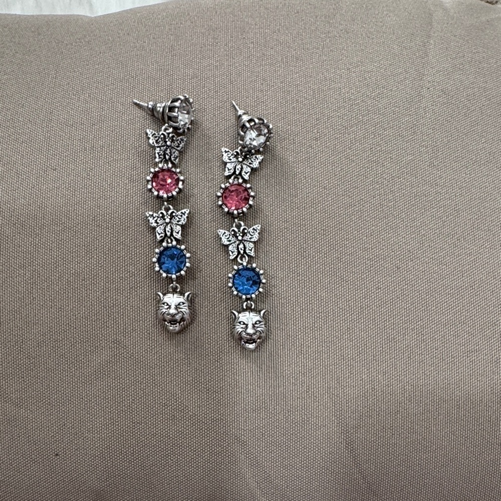 Elegant Silver and Multicolor Drop Earrings